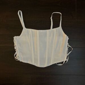White Lace-Up Corset Top